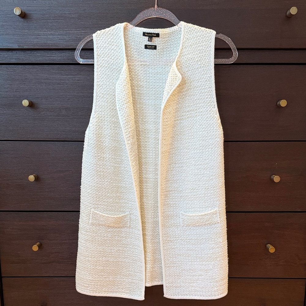 Massimo Dutti Cream Sleeveless Sweater Vest